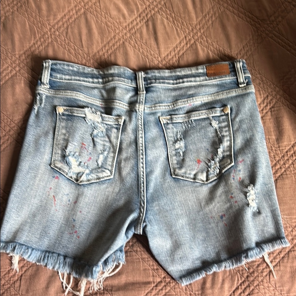 Judy Blue Light Blue Distressed Jean Shorts - Picture 2 of 3